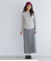 圓弧下擺螺紋長袖上衣