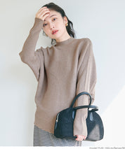 Dolman sleeve and bottle neck knit