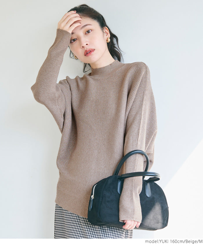 Dolman sleeve and bottle neck knit