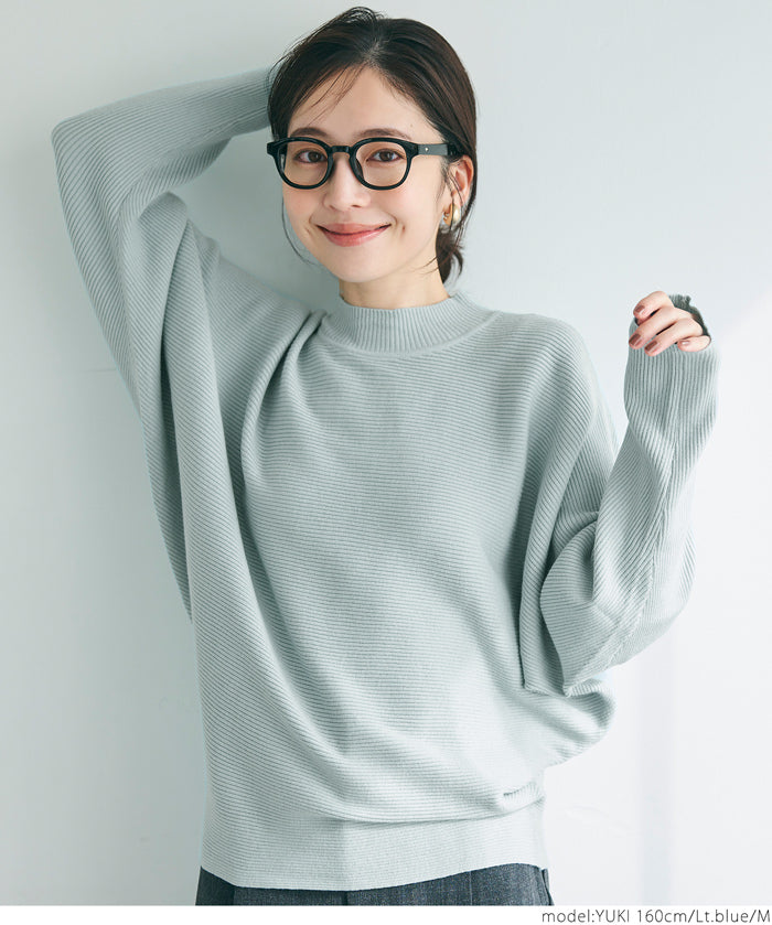 Dolman sleeve and bottle neck knit