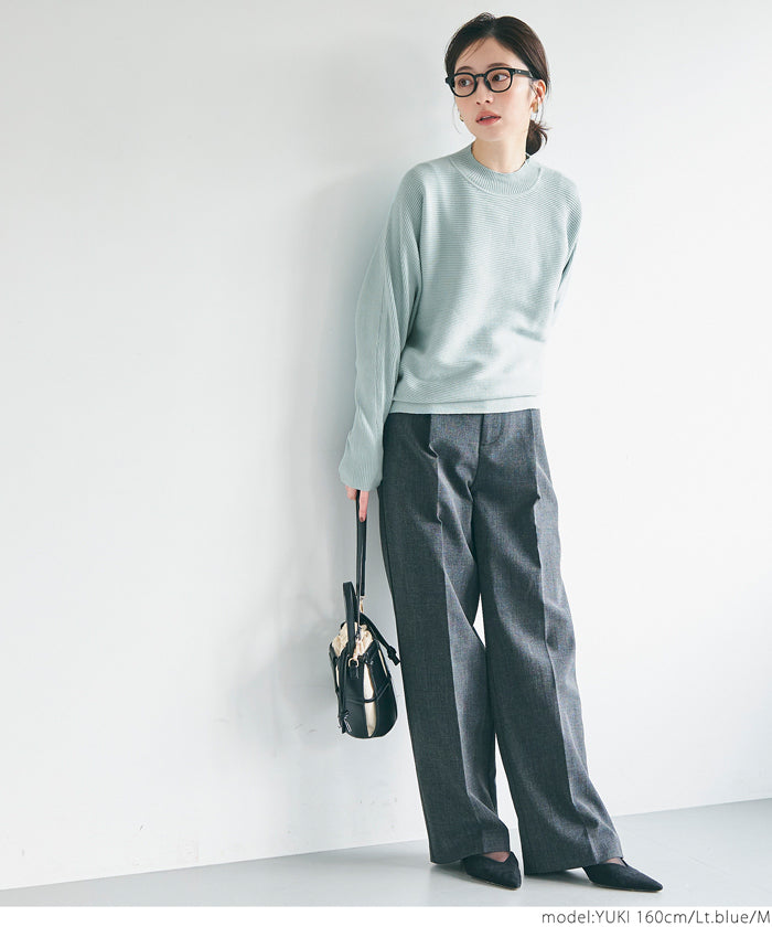 Dolman sleeve and bottle neck knit