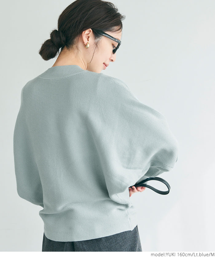Dolman sleeve and bottle neck knit