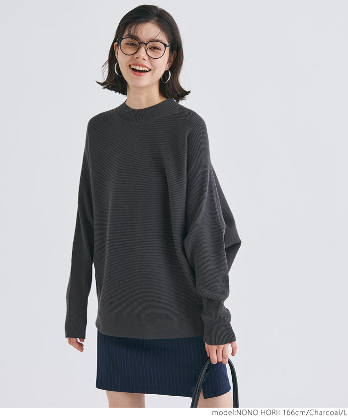 Dolman sleeve and bottle neck knit