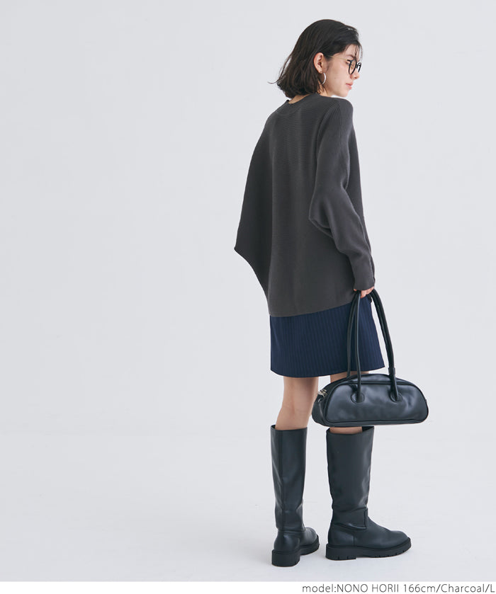 Dolman sleeve and bottle neck knit