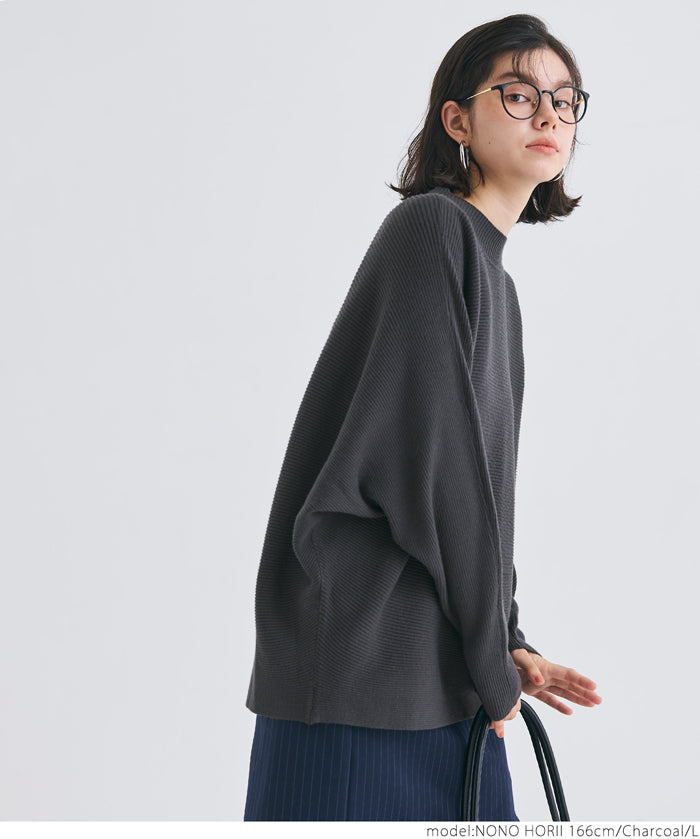 Dolman sleeve and bottle neck knit