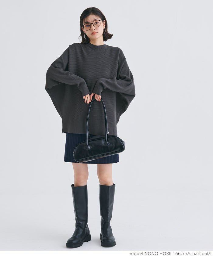 Dolman sleeve and bottle neck knit
