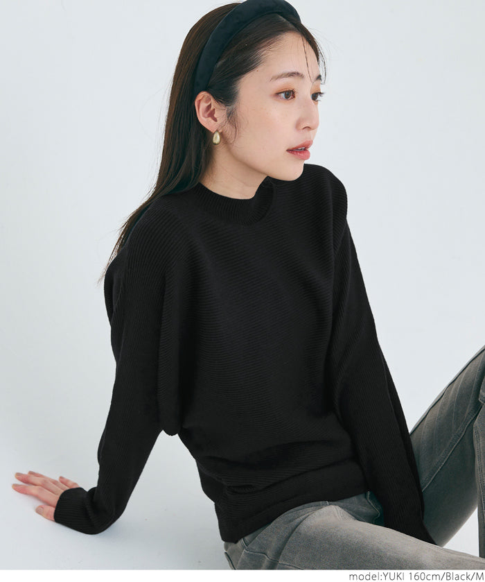 Dolman sleeve and bottle neck knit