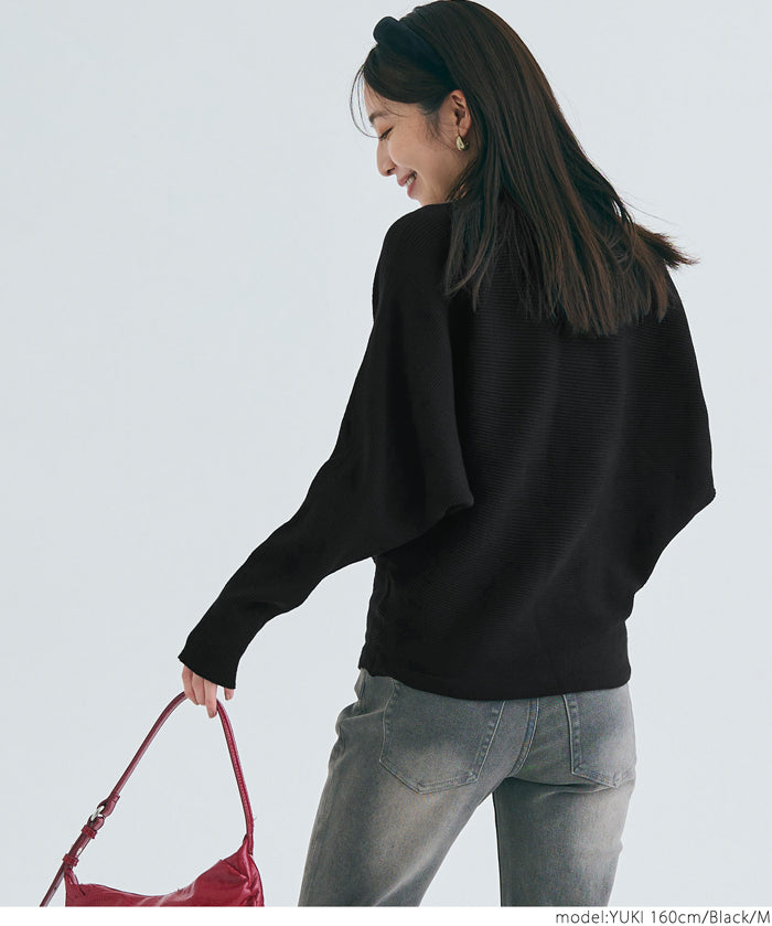 Dolman sleeve and bottle neck knit