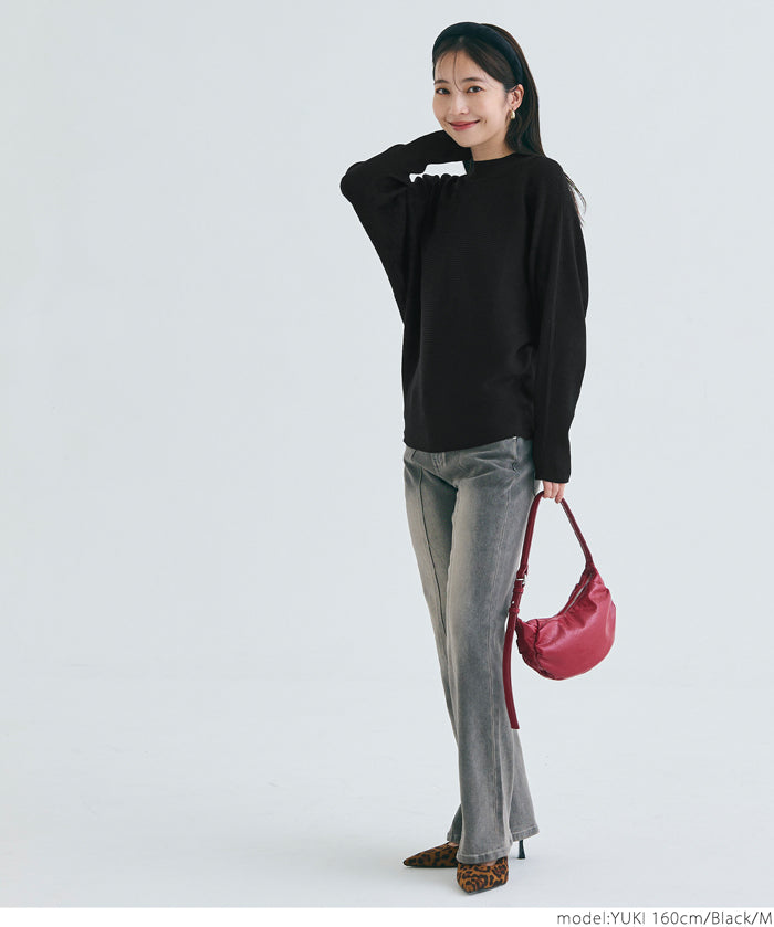 Dolman sleeve and bottle neck knit