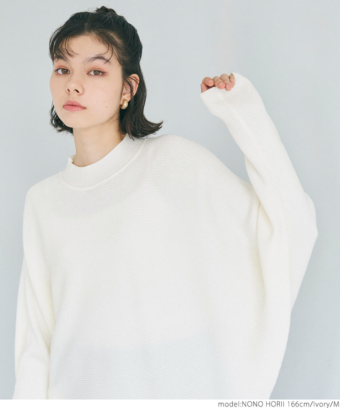 Dolman sleeve and bottle neck knit