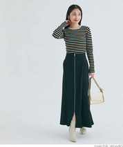 【Top Knit】Basic Multicolor Crew Neck Top