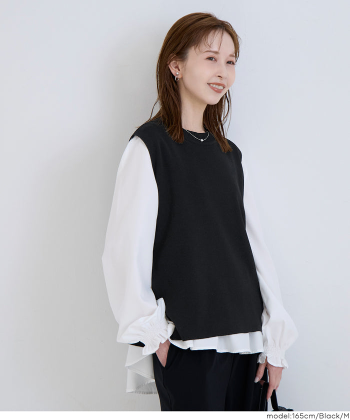 針織背心&襯衫 2件式套裝