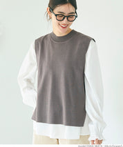 [2-piece set] Knit vest and blouse