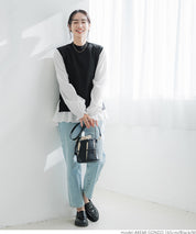[2-piece set] Knit vest and blouse