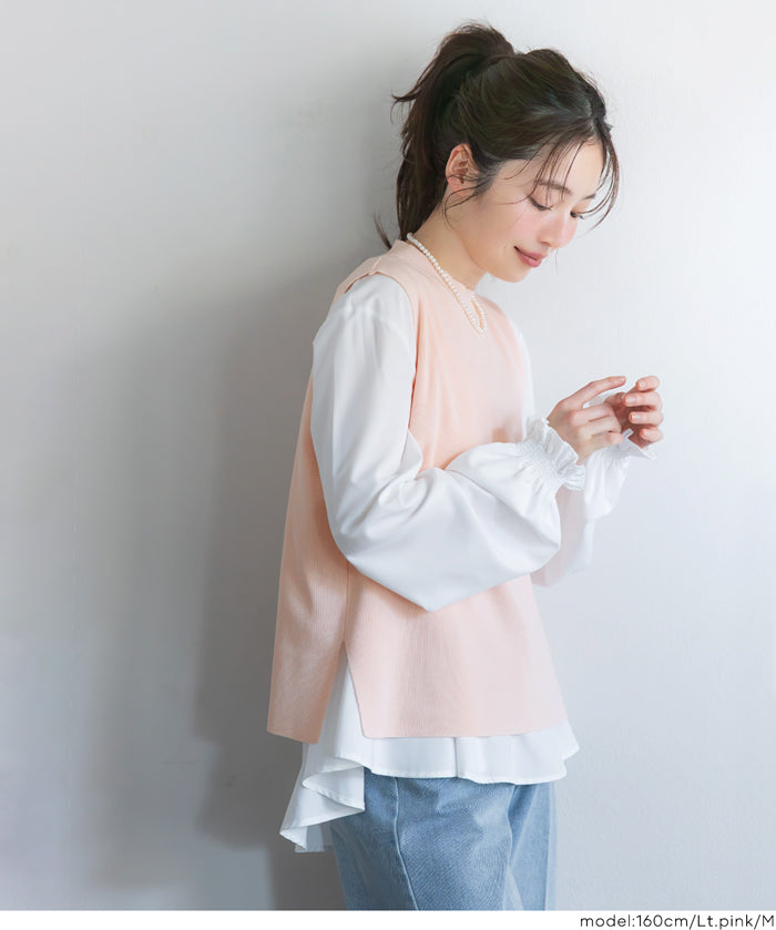 針織背心&襯衫 2件式套裝