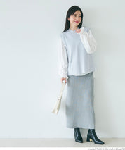 [2-piece set] Knit vest and blouse