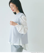 [2-piece set] Knit vest and blouse