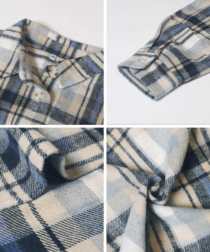 可機洗 美式毛呢格紋厚襯衫外套