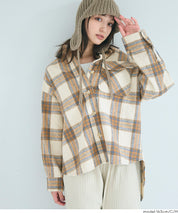 可機洗 美式毛呢格紋厚襯衫外套