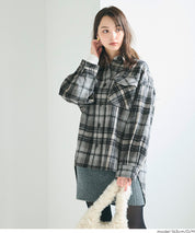 可機洗 美式毛呢格紋厚襯衫外套