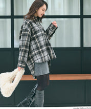 可機洗 美式毛呢格紋厚襯衫外套