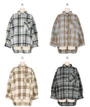 可機洗 美式毛呢格紋厚襯衫外套