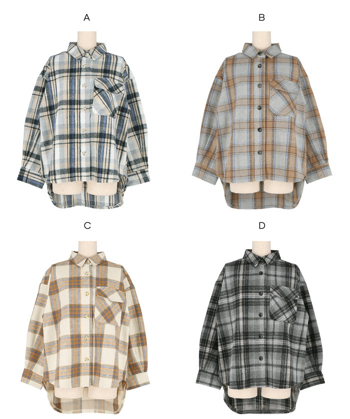 可機洗 美式毛呢格紋厚襯衫外套