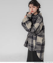 Checked boa jacket