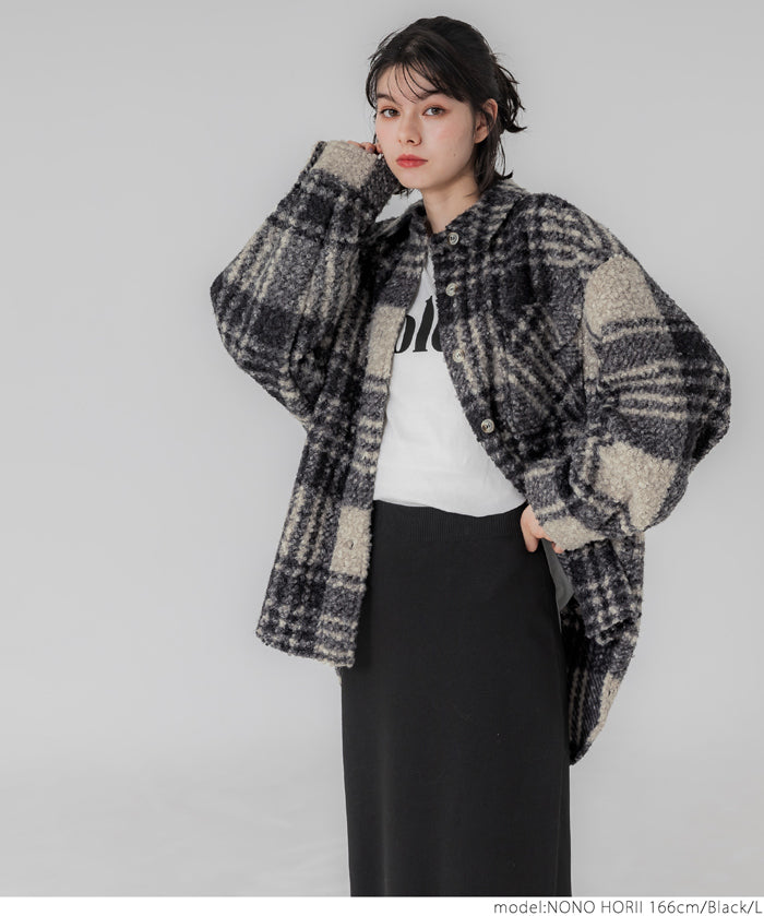 Checked boa jacket