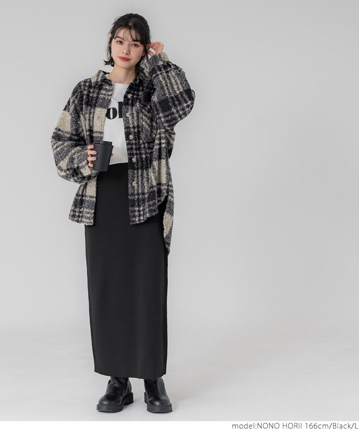 Checked boa jacket