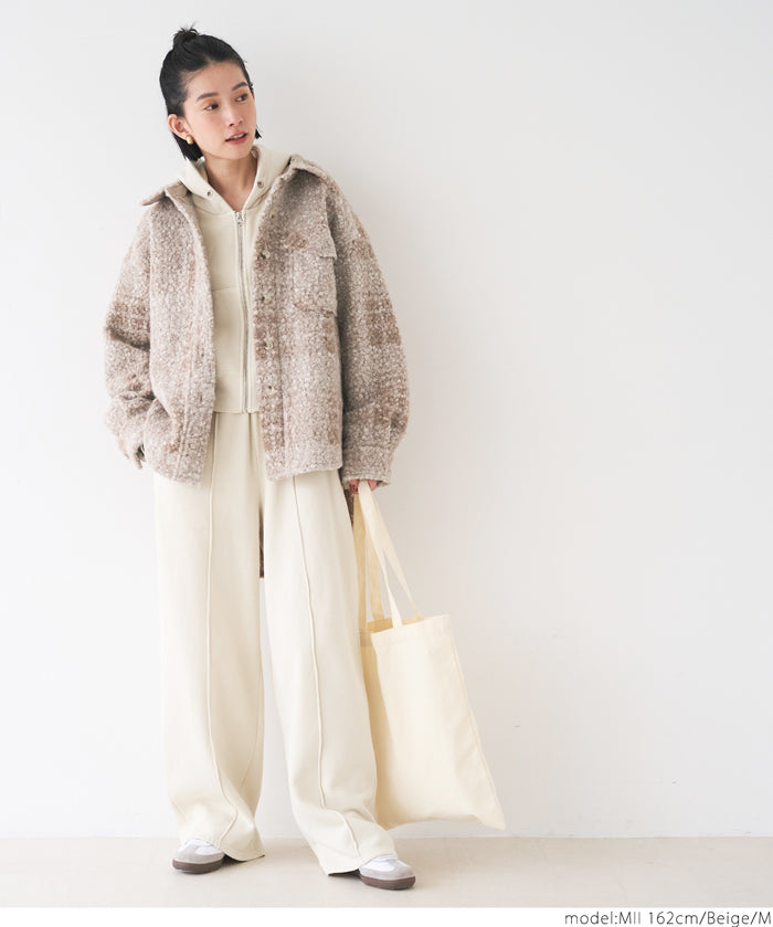 Checked boa jacket