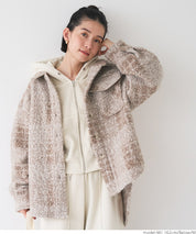 Checked boa jacket