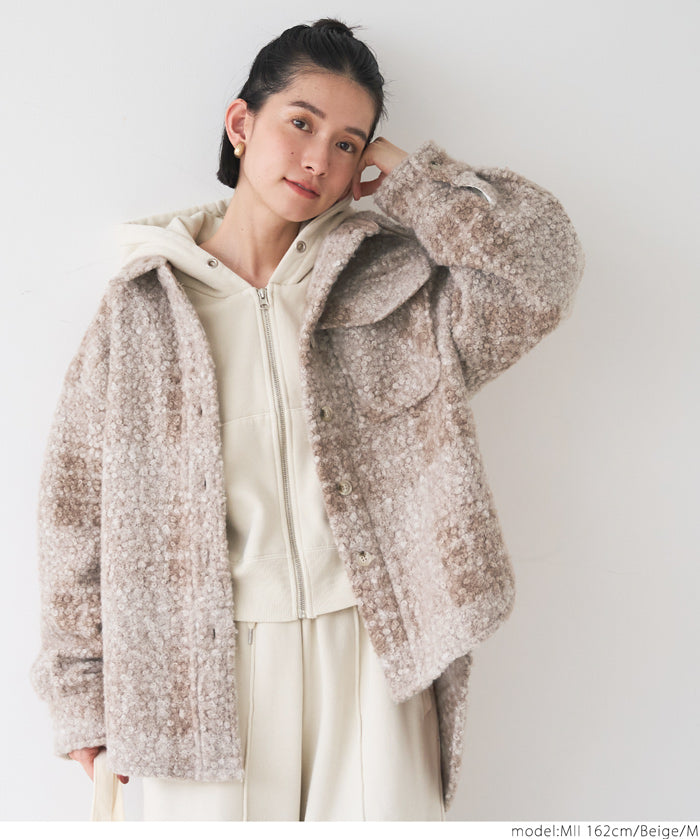 Checked boa jacket