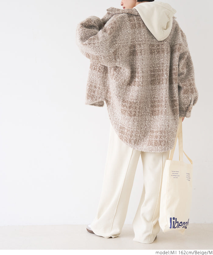 Checked boa jacket