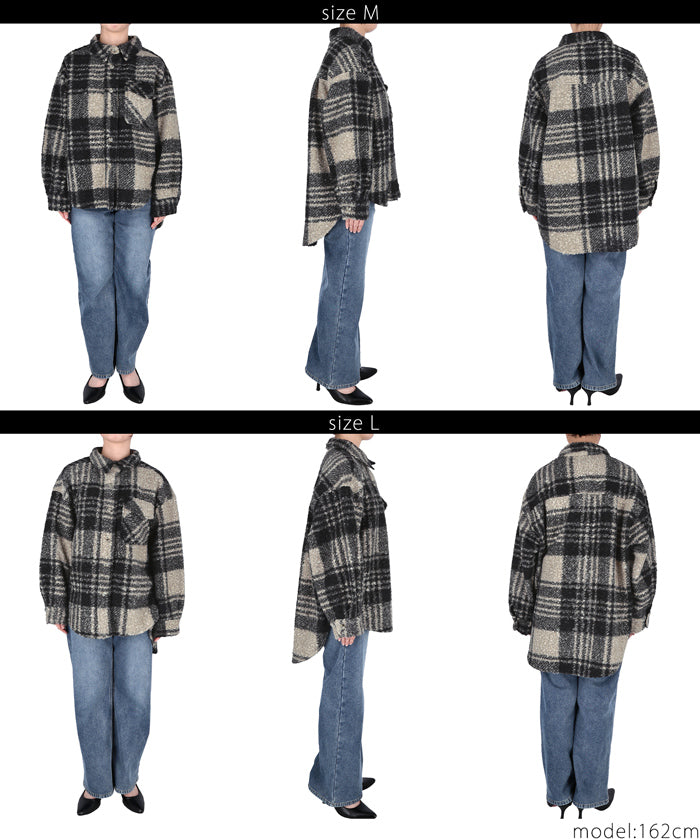 Checked boa jacket