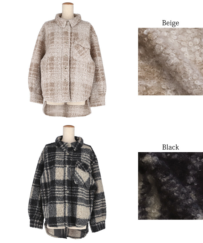 Checked boa jacket