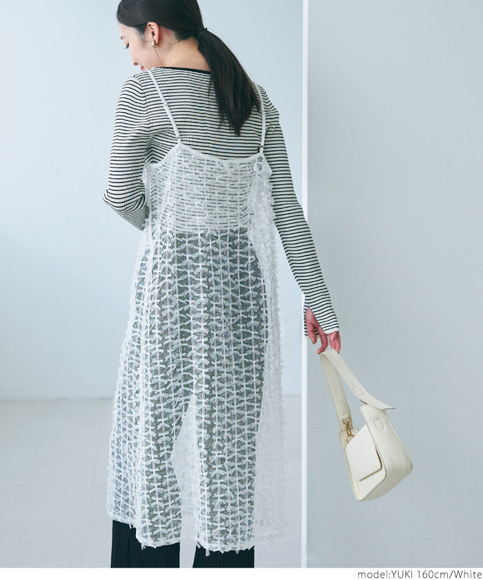 Japanese style lace sheer spaghetti strap dress 