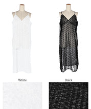 Japanese style lace sheer spaghetti strap dress 