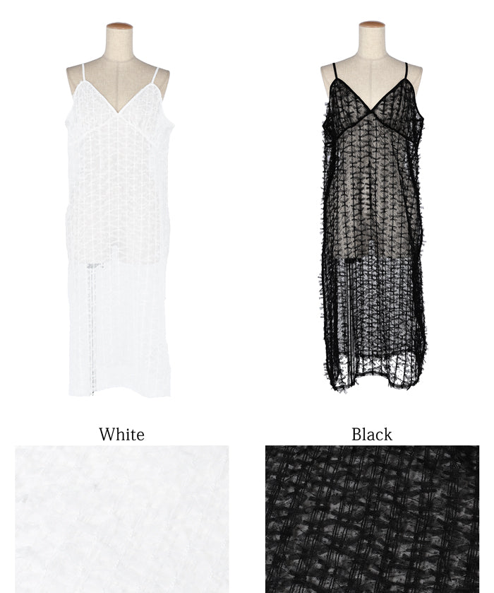 Japanese style lace sheer spaghetti strap dress 