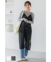 Japanese style lace sheer spaghetti strap dress 