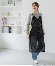 Japanese style lace sheer spaghetti strap dress 