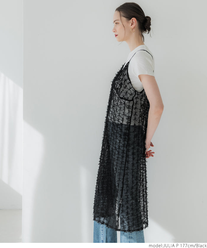 Japanese style lace sheer spaghetti strap dress 
