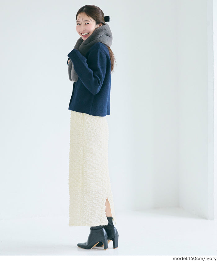 設計感皺褶質感直筒半裙