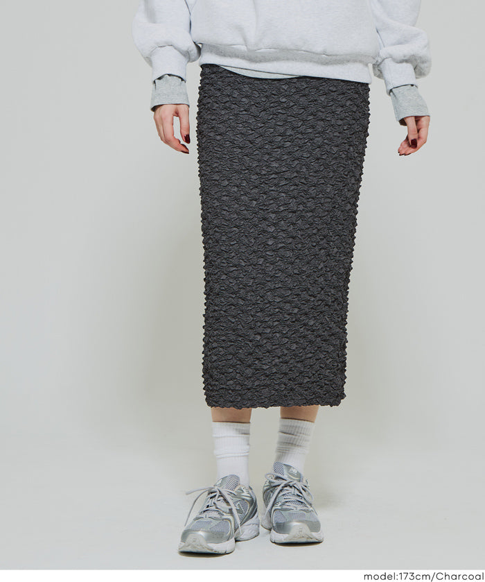 設計感皺褶質感直筒半裙