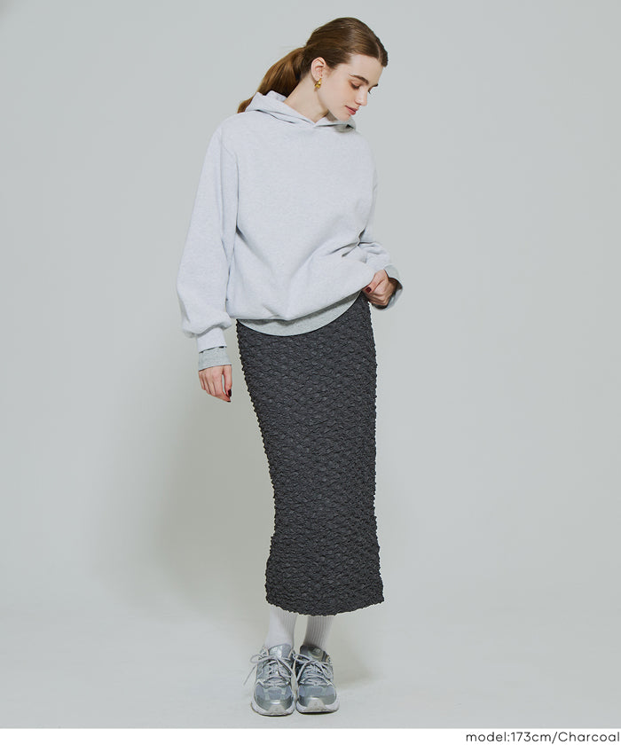 設計感皺褶質感直筒半裙