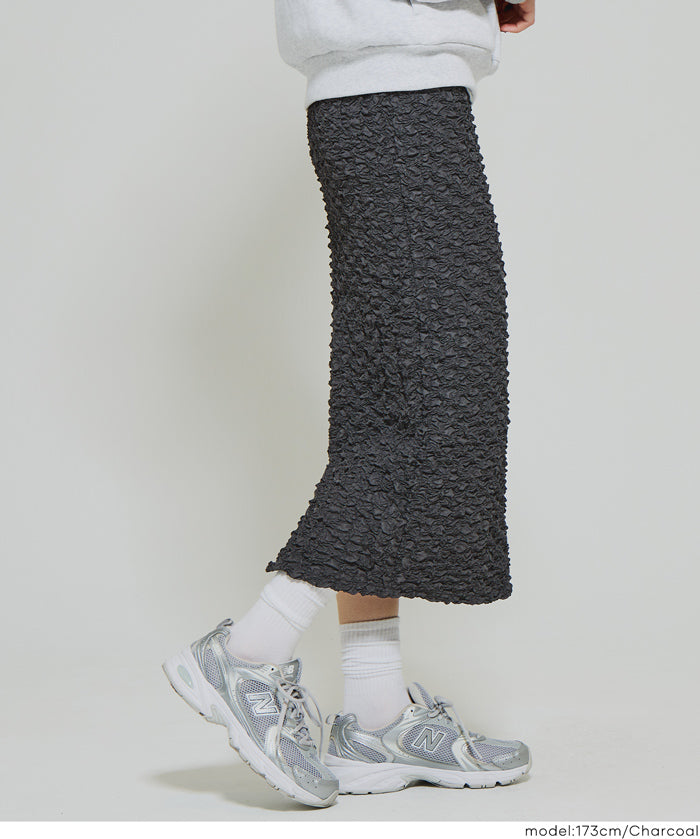 設計感皺褶質感直筒半裙