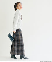 後拉鍊格紋直筒半裙