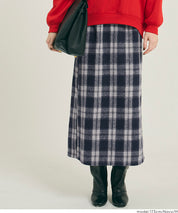 後拉鍊格紋直筒半裙