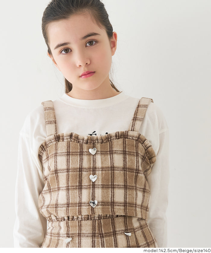 【可配套】童裝英倫格紋愛心鈕扣小背心