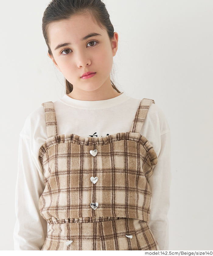 【可配套】童裝英倫格紋愛心鈕扣小背心